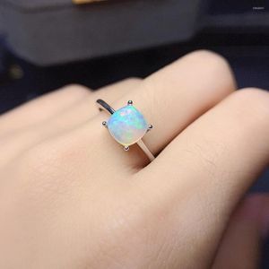 Cluster Rings Genuine Opal Engagement Vintage Ring 925 Sterling Silver Solitaire Natural Promise October Birthstone