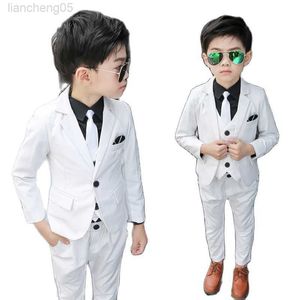 Kläder uppsättningar Flower Boys White Wedding Dress Suft Formell barn Prom Baptism Tuxedo New Children's Day Performance School Uniform Come H126 W0222