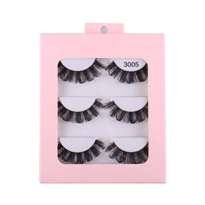 3 Pairsl 3D False Eyelashes Extensions Natural D Curl Russian Lash Soft Comfortable Faux Mink Lashes Makeup