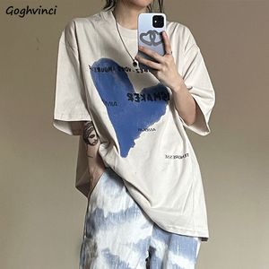 Women's Knits Tees T shirt O neck Printed Tee Short Sleeve Loose Letter Korean Style Baggy BF Streetwear All match Students Ins 230222