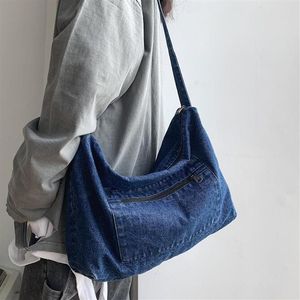 2021 New Denim canvas bag Japanese and Korean female student shoulder bag simple messenger bag241d