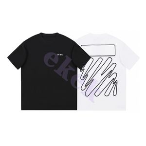 Marca de moda de luxo masculina camiseta simples letra de grafite redonda pesco￧o curto de manga curta camiseta solta top casual preto branco