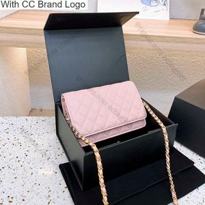 Bolsas de moedas CC Pequena aba Bolsa de moedas francesas em corrente Cor sólida em forma de V Caviar granulado Bolsas de luxo Crossbody Ombro Porta-cartões Bolsas luxuosas Bolsas D