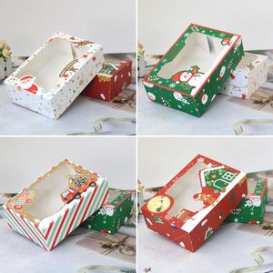 Present Wrap 8st Christmas Cookie Box Santa Snowman Gingerbread Candy Cupcake Packaging Paper Party Favor Kids