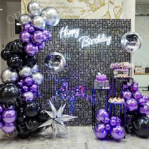 Altri articoli per feste per eventi Cromo metallico Nero viola Palloncino Ghirlanda Kit arco Decorazioni di compleanno Bambini Baby Shower Lamina di lattice Suppiles per matrimoni 230221