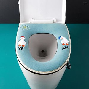 Toilet Seat Covers Cute Duck Household Cover Thick Winter Warmer Bathroom Pad Cushion With Handle Accessories