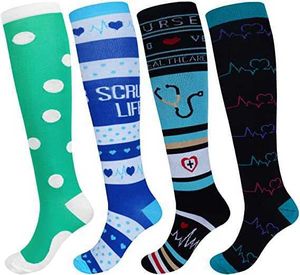 5pc strumpor Hosiery Compression Socks Kvinnor Män bäst för att köra Marathonvaricose Venes Nursing Socks Outdoor vandring Cykel Knä Högstrumpor Z0221