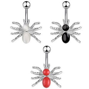 Navelklockknapp ringer Piercing f￶r kvinnor Vintage Spider Surgical Steel Summer Beach Fashion Body Jewelry