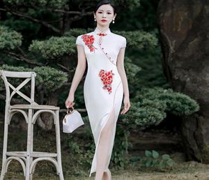 Chinese Traditional Slim Print Flower Lady Cheongsam Mandarin Collar Vintage Long Qipao Evening Party Sexy Dress Plus Size S5XL E5051013