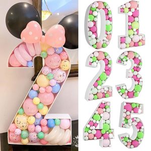 Andra evenemangsfestleveranser 73 cm 93 cm Big 0 9 Ballong Filling Box Number Frame Stand DIY Baby Shower 1st Birthday Alphabet Mosaic Anniversary Wedding Decor 230221