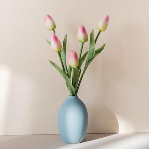 Decorative Flowers 5pcs Tulip PU Artificial Flower Real Touch Bouquet Fake For Wedding Decoration Birthday Party DIY Home Garden Supplies