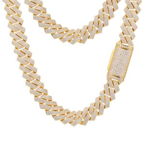 Dropshpping New Arrival 20mm Real Gold Plated Brass 4 Rows Aaaaa Cz Diamond Iced Out Cuban Link Chain Necklace for Men