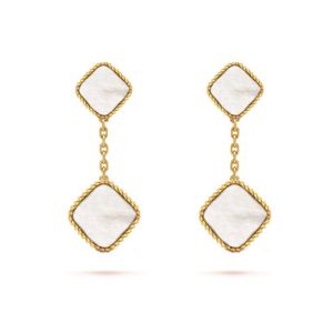 Clover Earrings Class 4 Leaf Dangle Earrings of Womens Fashion Flower Earings Mother-of-pearl Diamond Agate Multiple Styles Wedding Gift A