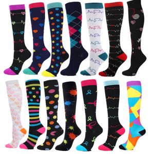 5pc strumpor Hosiery 48Style Compression Socks Women Män Best Running Athletic Outdoor Sports Crossfit Flight Travel Nurses Running Athletic Socks Z0221