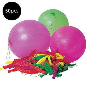 Other Event Party Supplies Behogar 50pcs 18 Inches Latex Punch Punching Balloons with Rubber Band Handle and Inflator for Birthday Wedding Decorations 230221