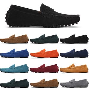 Men Casual Shoes Mens Slip on Lazy Suede Leather Shoe Big Size 38-47 Dark Navy