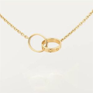 Anhänger Halsketten Mode Klassisches Design Liebe Schraubverschluss Halskette für Männer Frauen Doppelschleife Ring Voll Cz Zwei Reihen Diamant Anhänger Schmuck Collares Collier Achteckig