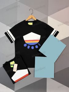 xinxinbuy Men designer Tee t shirt 23ss Paris Sleeve stripe short sleeve cotton women Black blue White Khaki XS-2XL