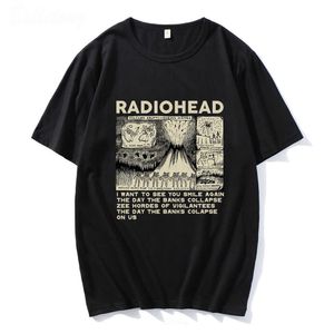 Men's T-Shirts Radiohead T Shirt Vintage Hip Hop Rock Band Graphic T-shirt Streetwear 90s Cotton Comfort Short Sleeves Unisex Tee be7