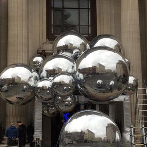 Silvery Giant Flatable Mirror Ball Decoration 50cm 1m Uppblåsbar spegel Sphere Outdoor Mirror Balloon