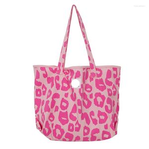 Kopplingspåsar Retro underarmsäck Canvas Clutch Pink Leopard Bucket Tote Handväska