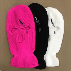 Gorro Feio/crânio Caps Mulheres Hat Hat Ski Face Mask Balaclava Bordado personalizado Chapéus de inverno quente para Festa de Halloween de malha térmica