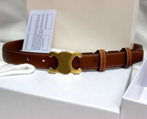 Kvinnor Premium Cowhide Belt Classic Vintage Pure Copper Smooth Buckle Fashion Decoration Thin midjebälten Topp Designer Beltbredd 2,5 cm med presentförpackning