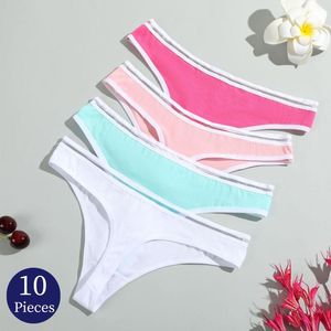 Women's Panties Giczi 10PCS/Set Women's Cotton Underwear Female Thongs Lingerie Sexy G-Strings Sports Underpants Breathable Cozy T-Backs