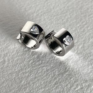 Hoop Earrings Heart-shaped Zirconia For Women Korean Fashion Silver Plated Jewellery Girls Classic Accessories