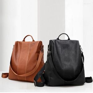 Bolsas escolares Mulher Anti-roubo Backpack Bag casual Couro selvagem suave de uso duplo de grande capacidade Mujer bolsa feminina saco principal femme principal