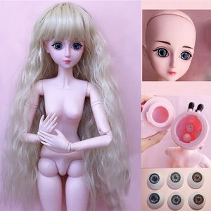 DOLLS BJD DOLL WIG ACESSORITOS B 60 CM A com 3 pares de olhos Princess Doll 21 Joints MOVELÁVEL DOLO