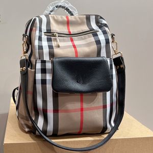 Men Women Backpack Shoulder Bags Handbag Purse Unisex Backpacks Fashion Check Stripe Canvas Schoolbag Tartan Patchwork Color Satchel Large Capacity Travel Duffel