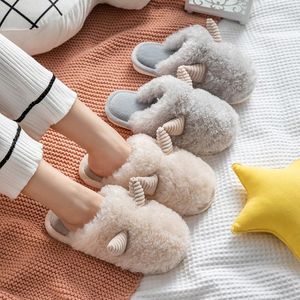 Slippers 2023 Winter Cartoon Home Plush Couple Cotton Warm Indoor And Outdoor Women Confinement