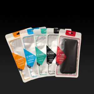 Plastpaketpåse för alla mobiltelefonfodral omslagsvisningsförpackningspåsar 12x21 cm Clear Transparent Matte Black Blue dragkedja låseshandelar för iPhone 14 -fodral