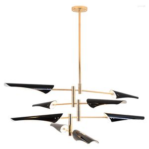 Подвесные лампы простая алюминиевая труба Light Designer Decorative Lamp Lamp Gold E14 Светодиодная люстра