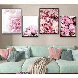 Wall Art Picture For Living Room Home Decoration Canvas Painting Nordic Decor Elegant Peony Flower Phrase Poster And Print Woo