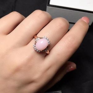 Кластерные кольца прибытие розовое опаловое кольцо естественное реальное 925 серебряное серебряное серебро с тонкими украшениями рук