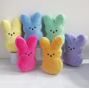 Party Supplies 15 cm Mini Easter Bunny Peeps Plüschpuppe rosa blau gelb lila Kaninchenpuppen für Kinder süße weiche Plüschtiere SN632