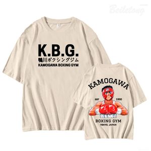 Camisetas masculinas Hajime No Ippo Kamogawa Academia de boxe Algodão puro Tamanho da UE Top Engraçada Camisa masculina de verão Anime anos 2000 Roupas unissex