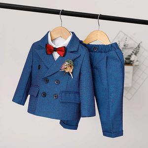 Clothing Sets Boy's Autumn Formal Dress Suit Set Child Wedding Baby's First Birthday Party Performance Come Kids Blazer Pants Vest Clothes