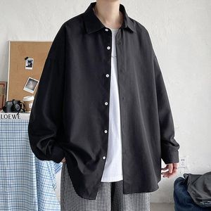 Camisas casuais masculinas Moda coreana Moda branca de manga comprida 2023 mens harajuku camisa preta botão masculino para cima blusas