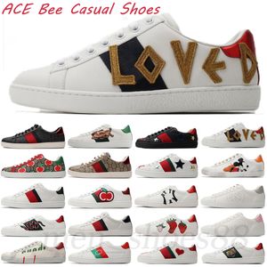 Luxury Designer Casual Shoes Leather Brodery Sneakers Snake Heart Ace Bee Shoe Tiger Trainers Green Red Stripes 36-44