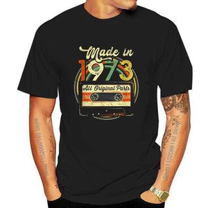 Erkek Tişörtleri Komik 1973'te Made 50. Doğum Günü Hediyeleri Kaset Kaseti Vintage T Shirt Partisi Büyükanne Büyükbaba Mevcut Yaz T-Shirt Hediyesi 022223H