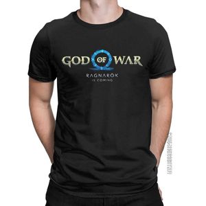 Camisetas masculinas engraçadas deus da guerra 2 ragnarok está chegando camisetas homens o pescoço algodão camise