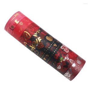 Gift Wrap 9Rolls Valentine's Day Bronzing Masking Tape Set Hand Account Paper Stickers DIY Scrapbooking Journal Package Supplies