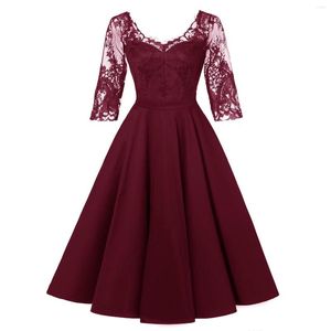 Casual Dresses Half Sleeve Black Party Pleated Red Formal Short Prom Lace Homecoming Vestidos De Gala Women Graduation Gowns