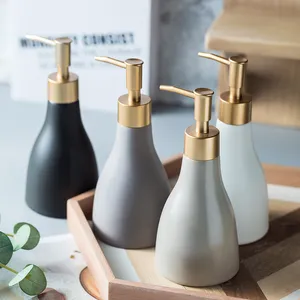 Fashion Bath Tools 280ml Liquid Soap Dispenser Ceramic Hotel Bathroom Empty Bottles of Shampoo Latex Bottle