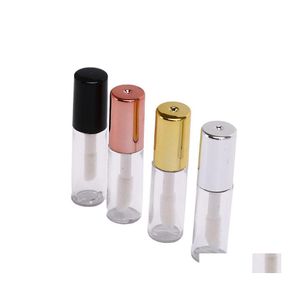 Refillable Compacts 1.2Ml 100Pcs/Lot Empty Lip Gloss Tube Diy Plastic Elegant Liquid Lipstick Container Round Lipgloss Balm Bottle F Dh7Em