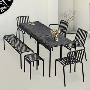 Camp Furniture Customizable Creative Dining Table Set Simple Iron Chair Modern Garden Outdoor Bench Home Balcony Leisure TableCamp