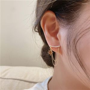 Studörhängen koreanska mode enkla stjärnor Tassel för flickor Kvinnor Piercing Long 2023 Trend Crystal Ear Cuff Smycken